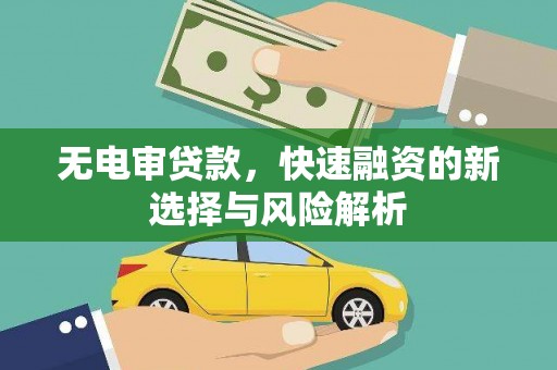 宿州无电审贷款，快速融资的新选择与风险解析